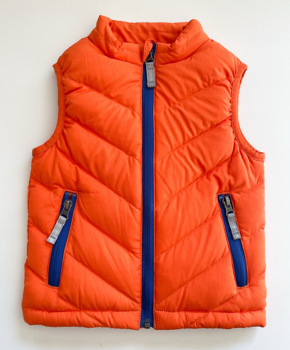 Toddler Boy's Hanna Andersson Orange and Blue Down Puffer Vest Size 90 2T